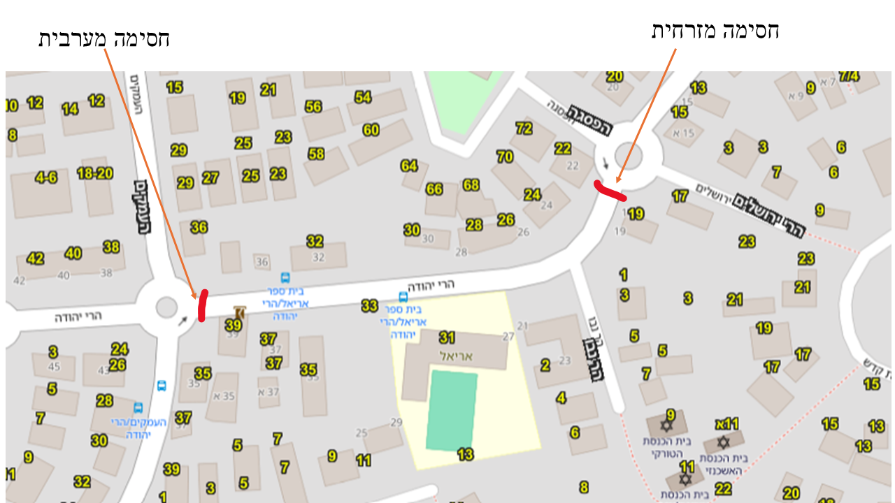 עבודות לילה ברחוב הרי יהודה – מפה